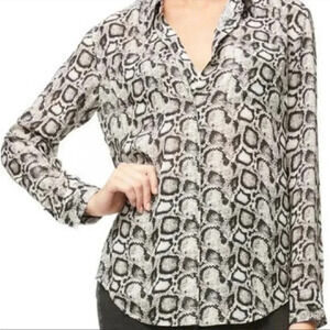 Good American snake print semi sheer blouse